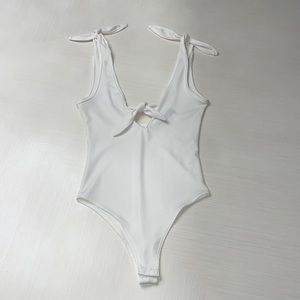 Ribbed White Size Small Bodysuit